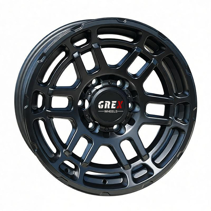 Matte Black Mesh Design  17 Inch ET 0 Pcd 139.7 Large Load Alloy Rims Pickup Truck Off-Road Wheels