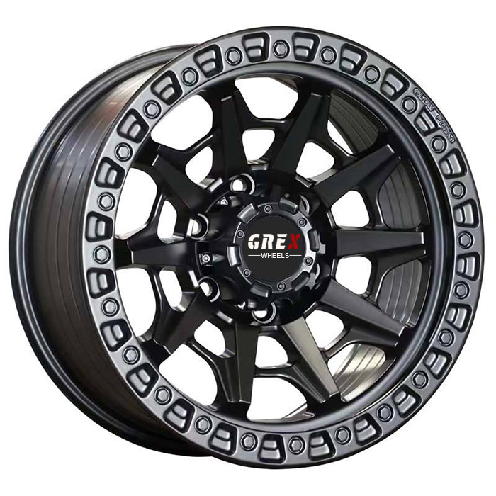 4-Piece Matte Black Aluminum Off-road Offset Negative Hub Wheels 16-18